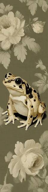 Free printable frog bookmark featuring olive green with cute frog